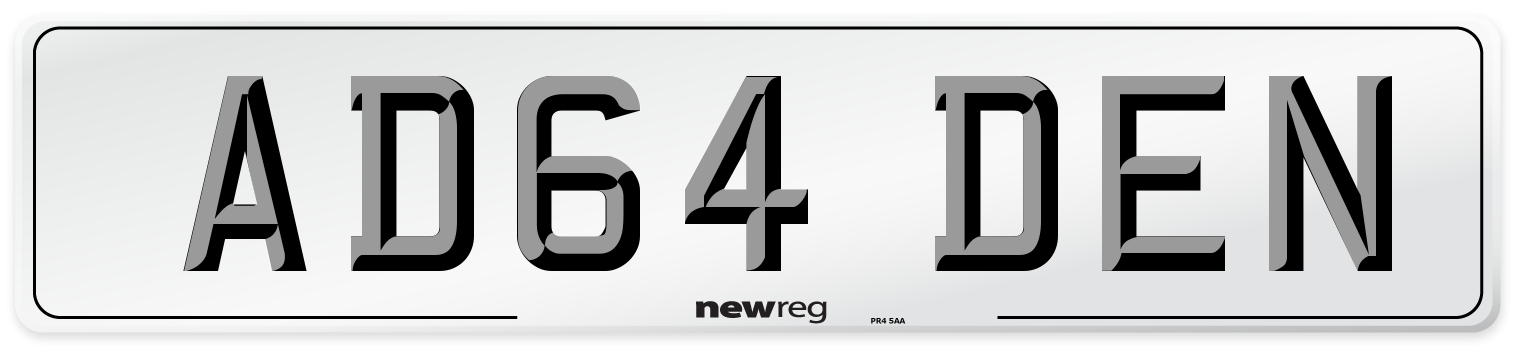 AD64 DEN Number Plate from New Reg